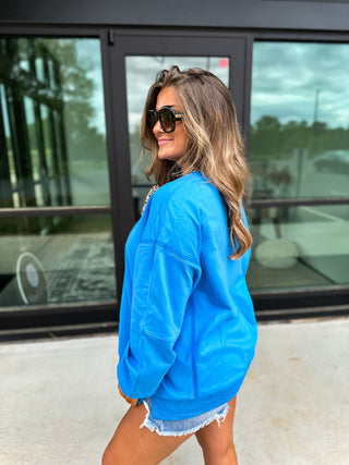 BIRDIE Sonic Blue Crewneck Cozy Pullover