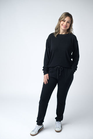 IN STOCK Corrine Ribbed Pullover Top - Black