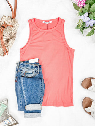 IN STOCK Tara Ribbed Tank - Coral FINAL SAE