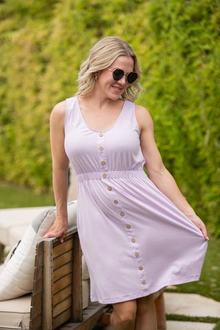 IN STOCK Beverly Button Dress - Lavender