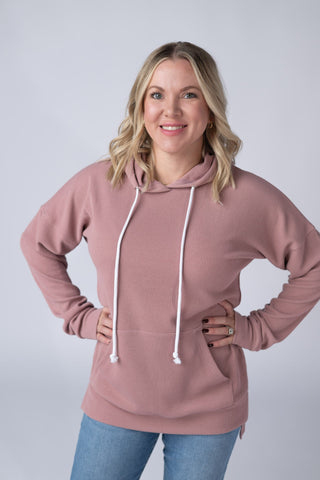 IN STOCK Kacey Ribbed Hoodie - Rose FINAL SALE