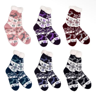 Deer & Snowflake Thermal Slipper Socks
