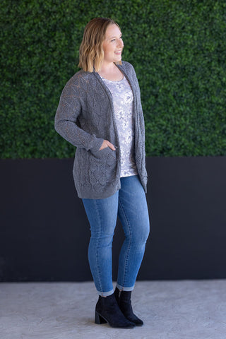 RTS Open Knit Cardigan in Grey