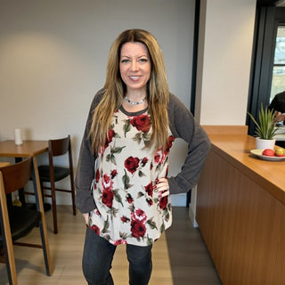 Soft Floral Baseball top