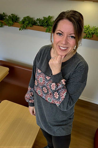 Paisley Color block Top