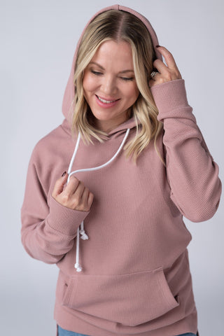 IN STOCK Kacey Ribbed Hoodie - Rose FINAL SALE