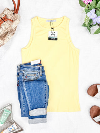 IN STOCK Tara Ribbed Tank - Yellow FINAL SALE