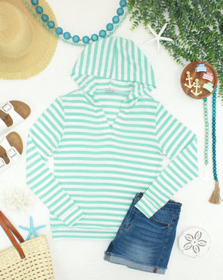 IN STOCK Amelia Striped Hoodie - Green FINAL SALE
