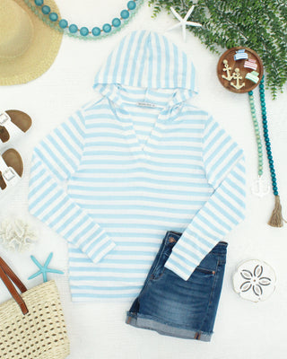 IN STOCK Amelia Striped Hoodie - Sky Blue FINAL SALE