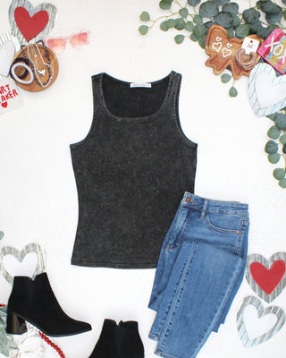 PREBOOK Audrey Vintage Wash Tank - Black