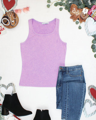 PREBOOK Audrey Vintage Wash Tank - Lavender