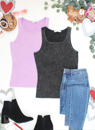 PREBOOK Audrey Vintage Wash Tank - Black