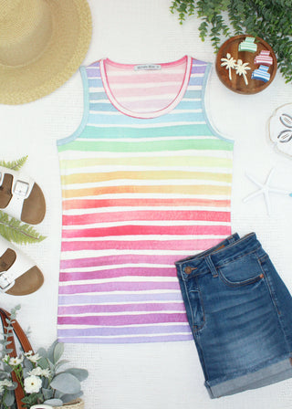 IN STOCK Ava Tank - Rainbow Stripes