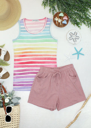 IN STOCK Ava Tank - Rainbow Stripes