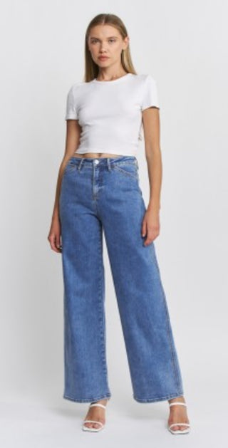 High Rise Wide Leg Tummy Tuck Denim Jeans
