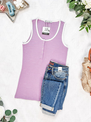 IN STOCK Shiloh Button Snap Tank - Purple FINAL SALE