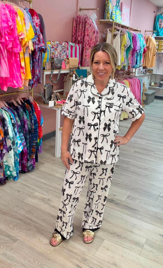 Midnight Bow Pant Ruffle Pajama Set