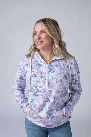 IN STOCK HalfZip Hoodie - Ditsy Blush Floral FINAL SALE