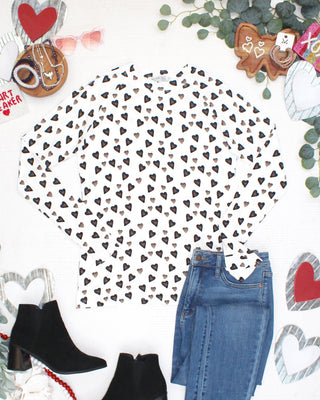 PREBOOK Blair Long Sleeve Top - Monochrome Hearts