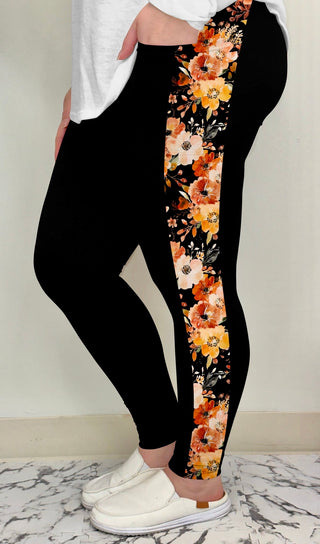 Fall Floral Side Leggings