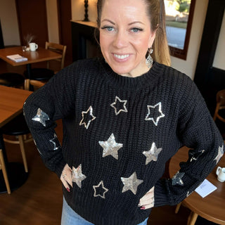 Sequin Star Drop Shoulder Top