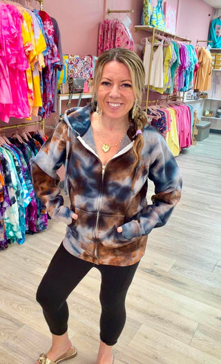 Custom Ice Dye Zip Up - Campfire *Ready to Ship!