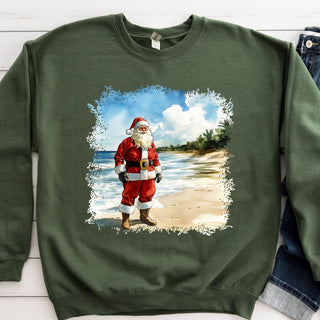 Santa on Beach Crew Sweatshirt