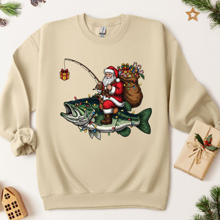 Fishing Santa Crew Sweatshirt