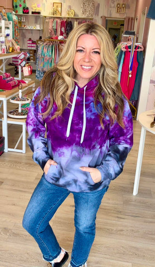 RTS Purple Ombré Ice Dye Hoodie