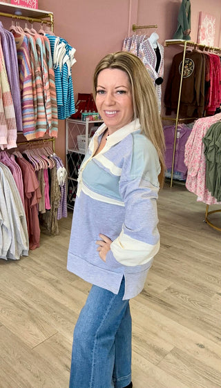 Downtown Grey Colorblock Top