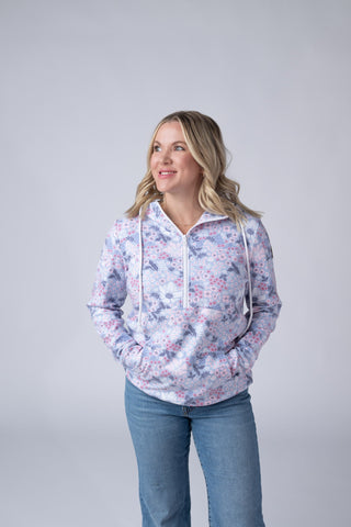 IN STOCK HalfZip Hoodie - Ditsy Blush Floral FINAL SALE