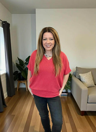 Date Night Ribbed Vneck Top