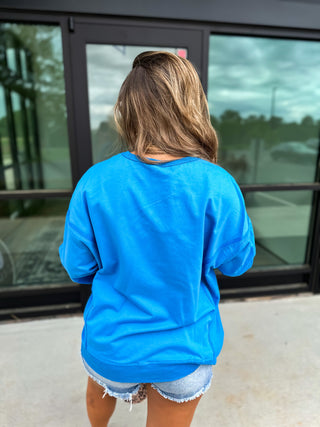 BIRDIE Sonic Blue Crewneck Cozy Pullover