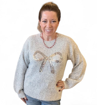 Ribbon Sequin Christmas Holiday Pullover