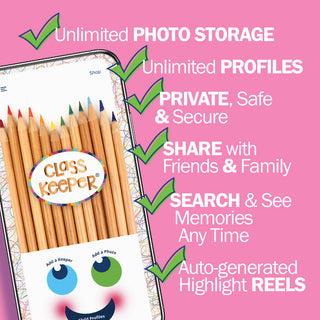 Mom Must-Have School Keepsake Kit | Class Keeper, Photo Prop Deck & School Stickers + BONUS App Membership