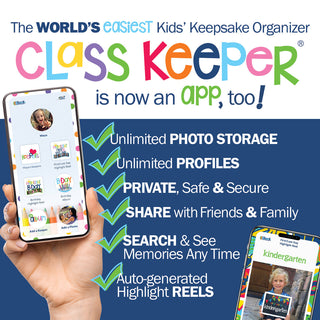 Mom Must-Have School Keepsake Kit | Class Keeper, Photo Prop Deck & School Stickers + BONUS App Membership