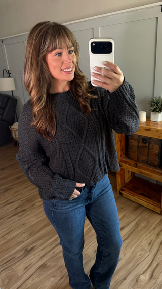 IN STOCK Cable Knit Sweater - Charcoal