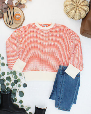 IN STOCK Charlotte Sweater - Orange and Ivory