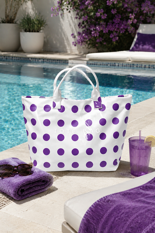 ETA 9/30-10/14 Purple Polka Dot Vinyl TOTE BAG