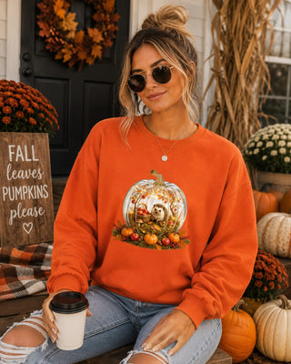 Cozy Pumpkin Fall Hedgehog Sweatshirt