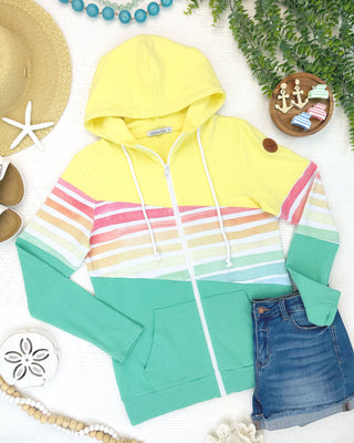 IN STOCK Colorblock Fullzip - Yellow, Rainbow Stripes, and Lime