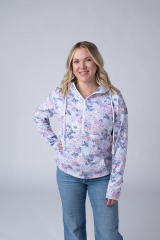 IN STOCK HalfZip Hoodie - Ditsy Blush Floral FINAL SALE