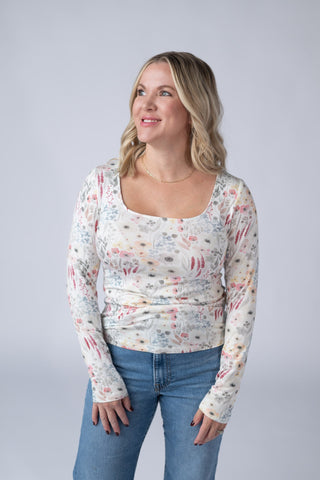 IN STOCK Alyssa Long Sleeve Top - Wildflower Gardens FINAL SALE