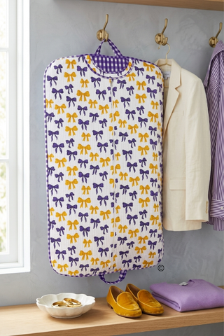 Sideline Social Purple and Yellow Bow Garment Bag