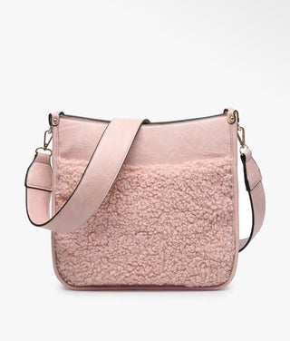 Chloe Teddy Trim Crossbody with Guitar Strap