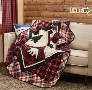 Diamond Bear Quilted Throw Rustic