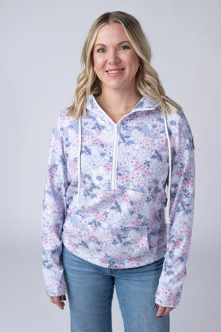 IN STOCK HalfZip Hoodie - Ditsy Blush Floral FINAL SALE