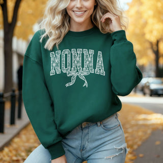 Nonna Lace Bow Crew Sweatshirt