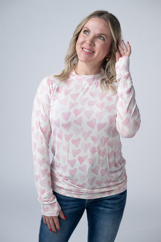 IN STOCK Blair Long Sleeve Top -  Blushing Pink Hearts