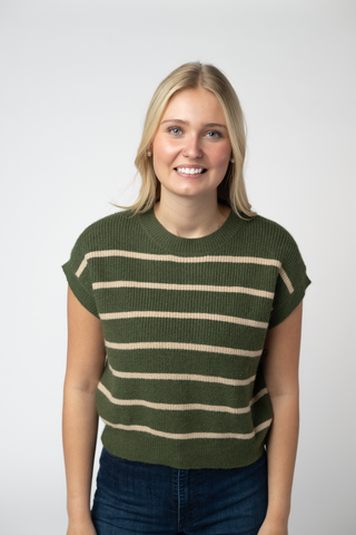 IN STOCK Striped Sweater Top - Olive and Tan